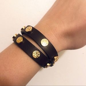 Tory Burch Double Wrap Logo Stud Bracelet